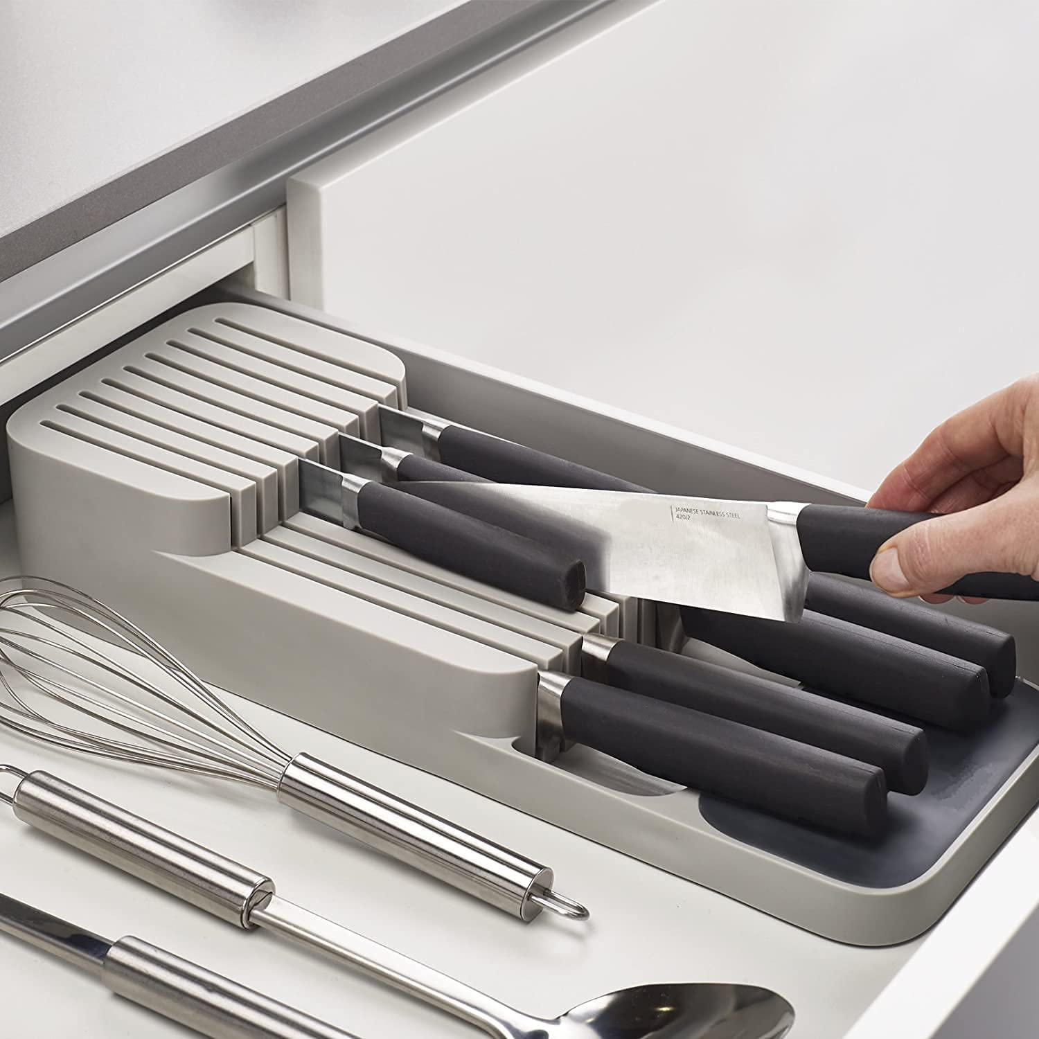 M.A.D. for Everything, Kitchen Drawer Knife Storage Tray, Knife Holder, Knife Block Organiser, Space Saver in Your Cabinet Cupboard Store Drawer - by M.A.D. for Everything