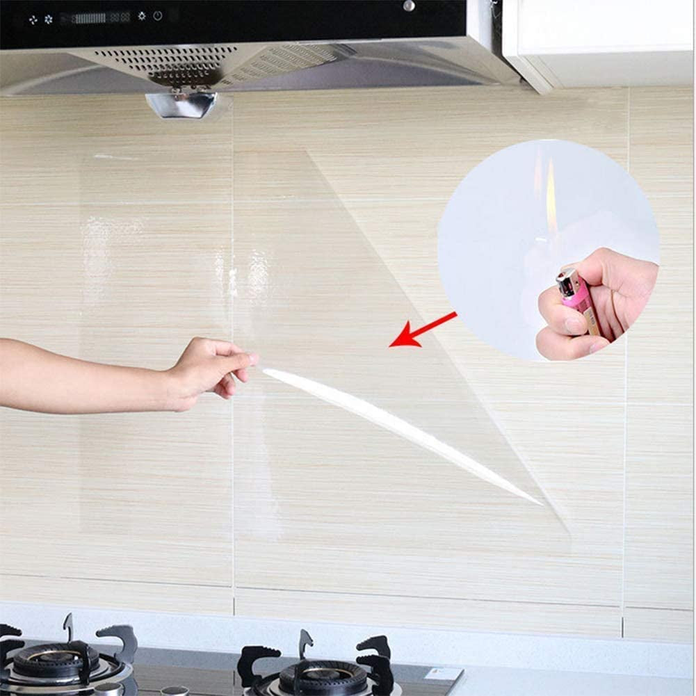 COSNIGHT, Kitchen Oil Proof Sticker Clear Wall Protector Transparent High Temperature Resistant Self-Adhesive Film Removable Paper for Cupboard Household 15.7In×118In