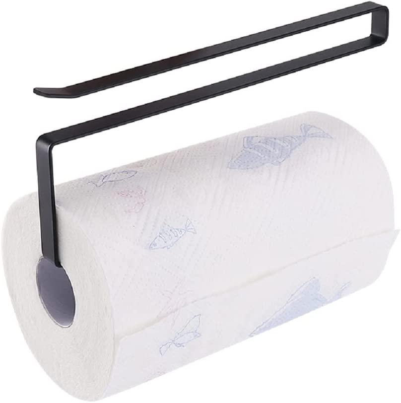 Youerle, Kitchen Paper Towel Roll Holder, Cabinet Cupboard Under Shelf Storage Paper Towel Roll Holder Dispenser Napkins Storage Rack (Black)