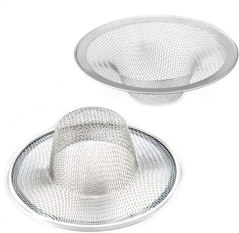 BESSEEK, Kitchen Sink Strainer Stainless Steel Sink Strainer with Large Wide Rim 4.5" for Mesh Sink Strainer, Large (Pack of 2)