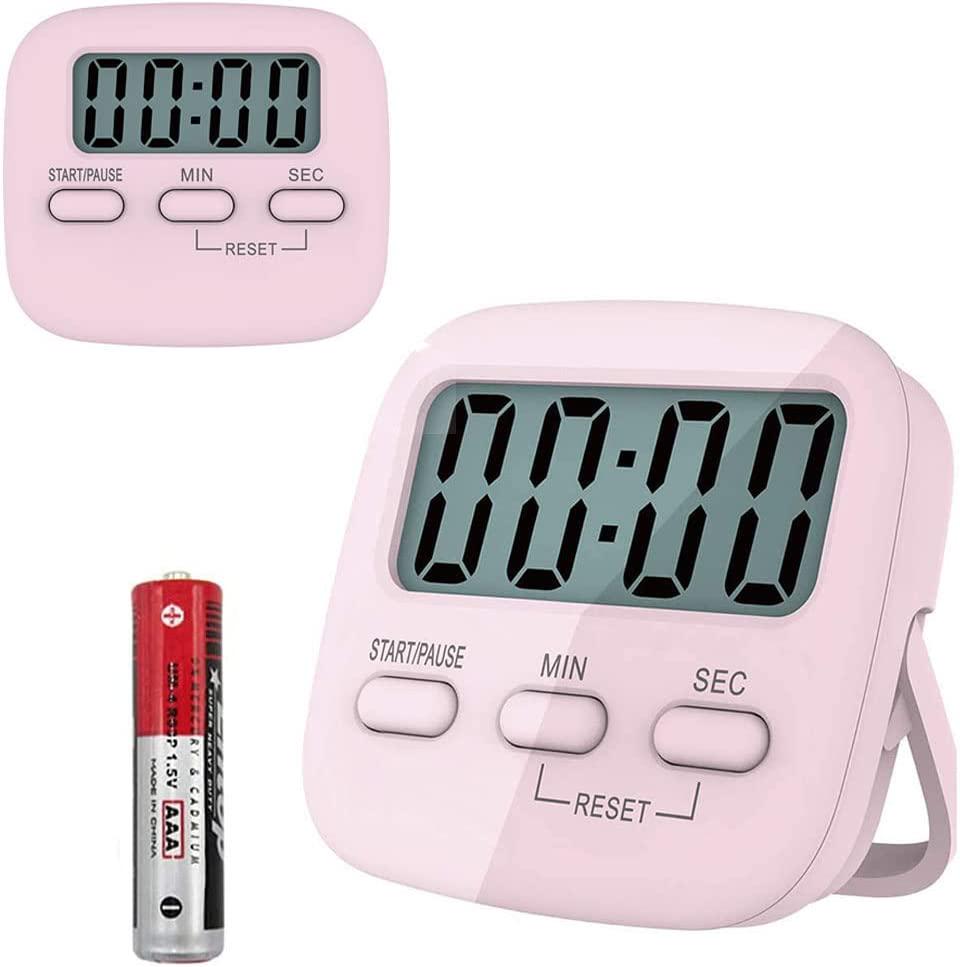 YanYoung, Kitchen Timer, YanYoung Digital Countdown Timers with Loud Alarm, Auto-Off, Magnetic Back Mini Portable Digital LCD Display Cooking Timer for Kitchen,Classroom,Office,Kids(Pink)