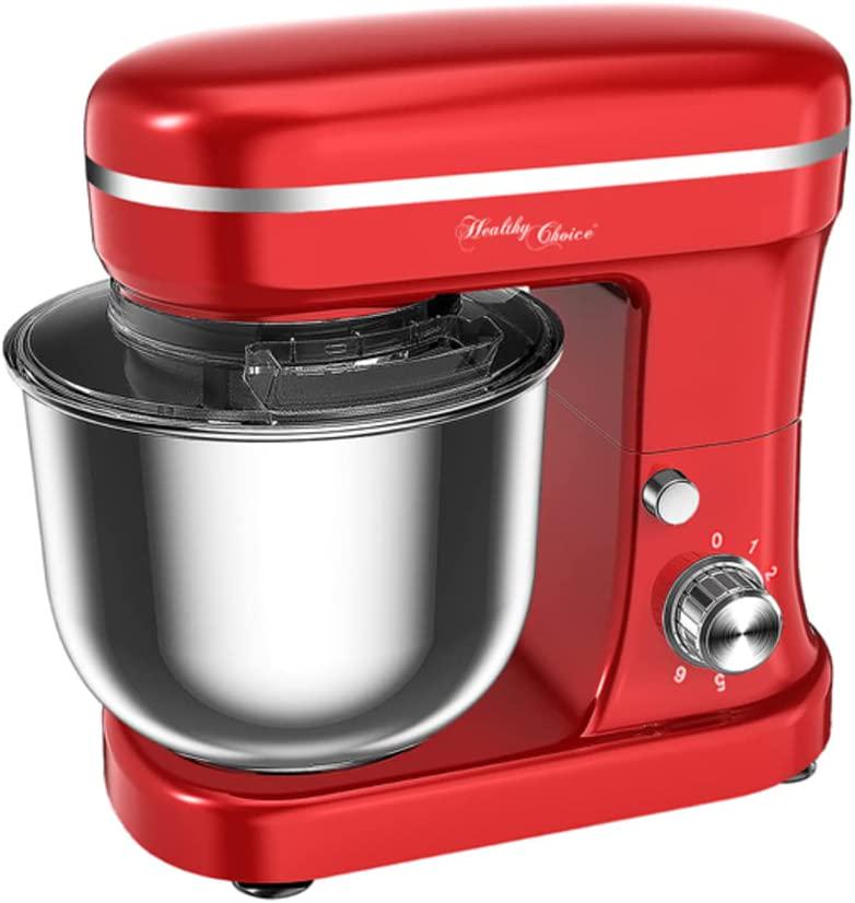 HEALTHY CHOICE, Kitchen mixer 1200Watt Stand Mixer 5Liter Bowl Capacity with pouring shield - Red (MX1200R)