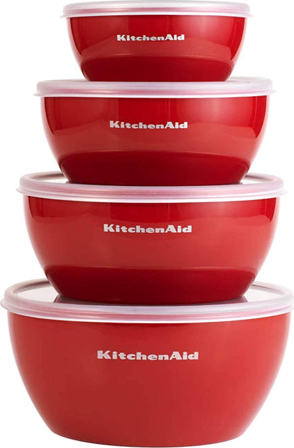 KitchenAid, KitchenAid Classic Prep Bowls with Lids, Set of 4, Empire Red
