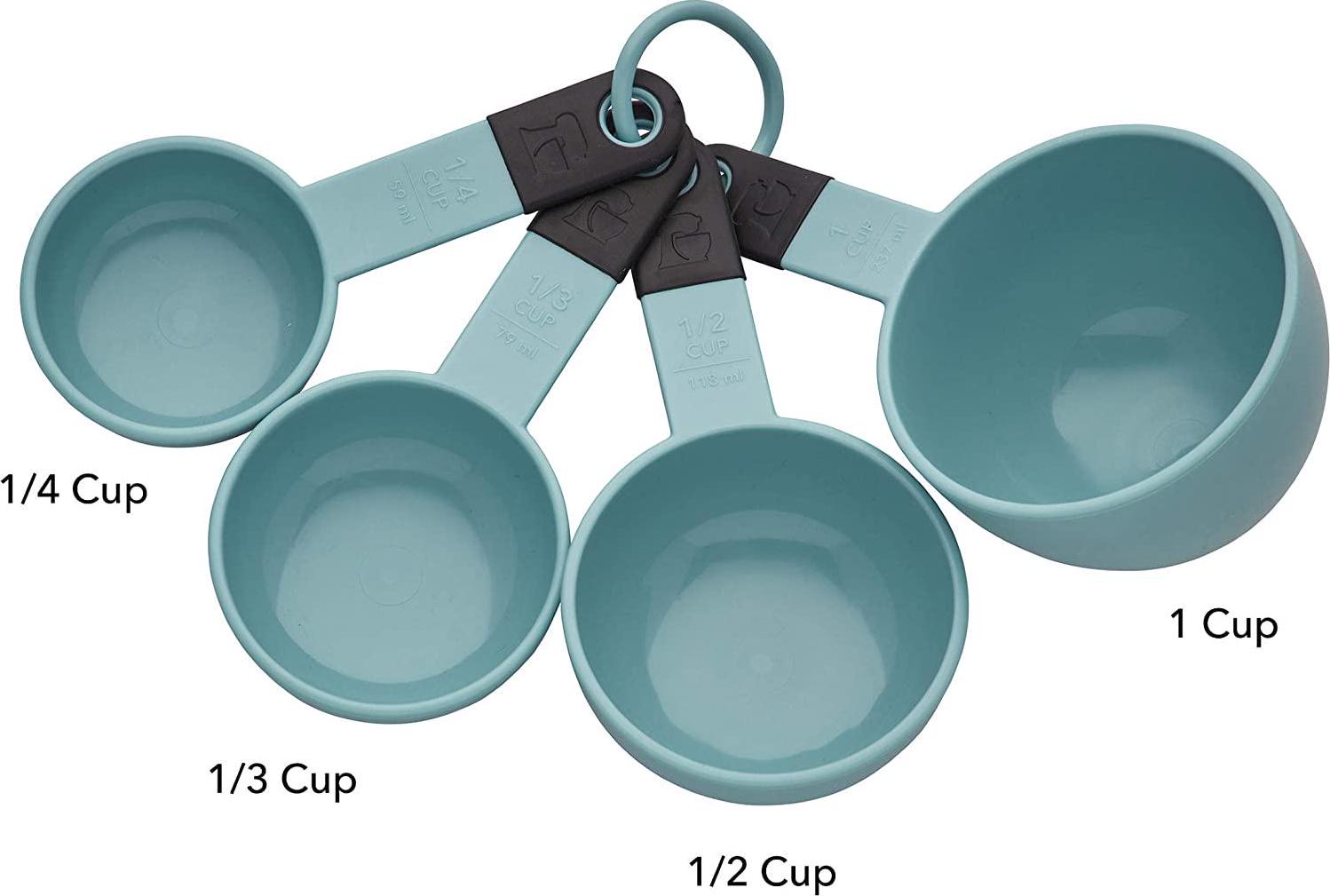 KitchenAid, KitchenAid KE058OHAQA Classic Measuring Cups, Set of 4, Aqua Sky/Black