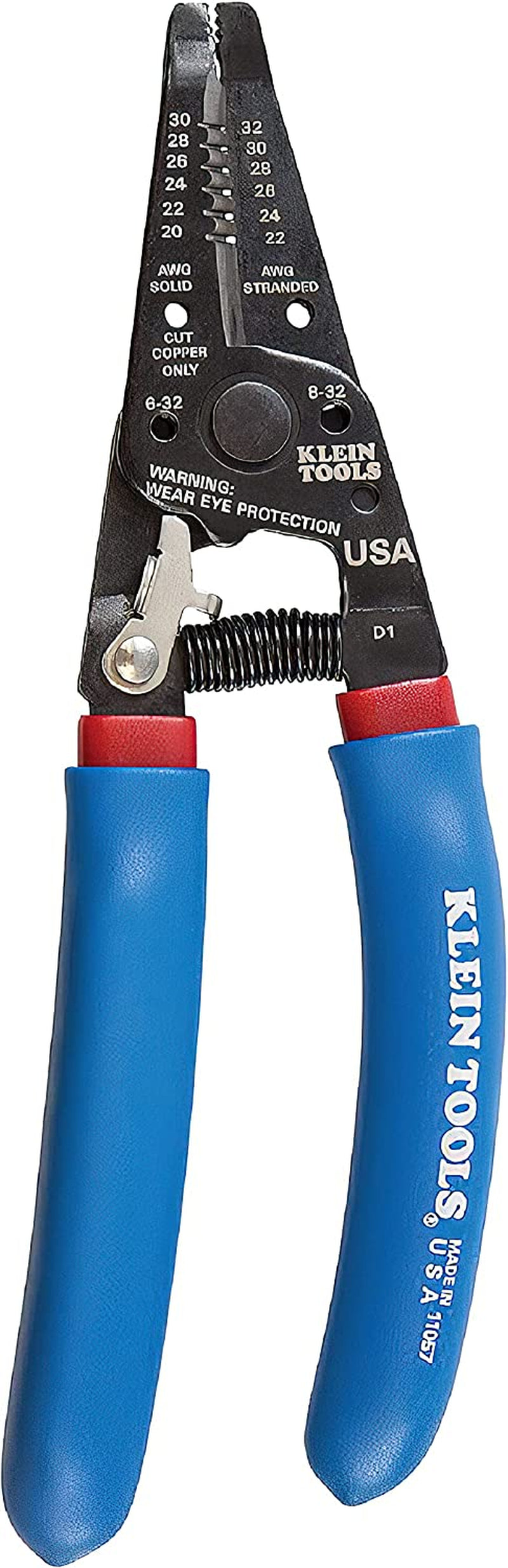 KLEIN TOOLS, Klein Tools 11057 Wire Cutter/Wire Stripper, Heavy Duty Wire Cutter Stripper for 20-30 AWG Solid Wire and 22-32 AWG Stranded Wire