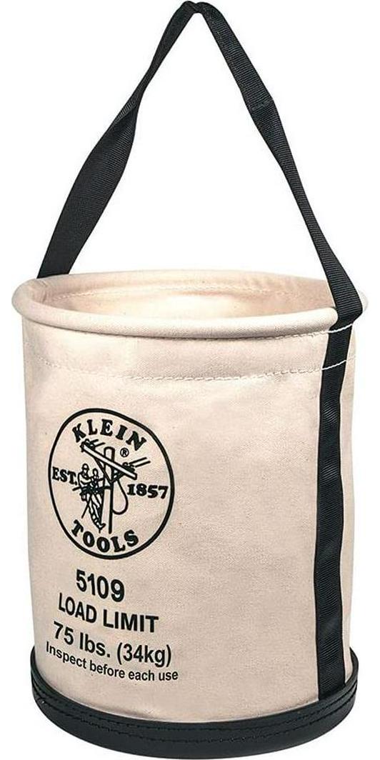 KLEIN TOOLS, Klein Tools 5109 Wide-Opening Straight-Wall Bucket, 75 lb. (34 kg) Max Load Rating, 8 x 10 Inch