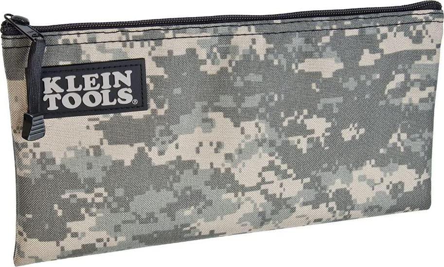 KLEIN TOOLS, Klein Tools 5139C Zipper Bag, Camouflage Cordura Nylon Tool Pouch with Heavy-Duty Zipper Close, 12.5 x 7-Inch