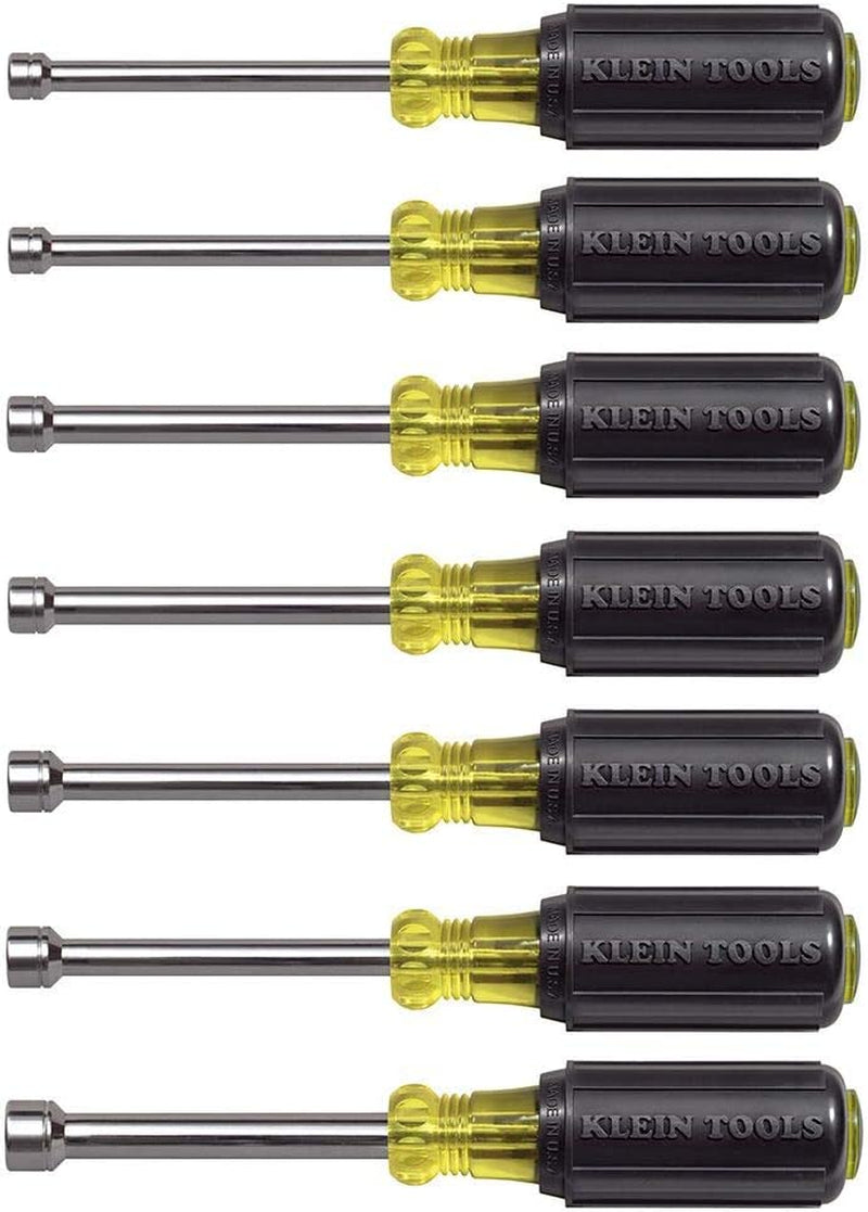 KLEIN TOOLS, Klein Tools 65160 Tool Set, Metric Nut Driver Set Sizes 5, 5.5, 6, 7, 8, 9, and 10 Mm, 3-Inch Chrome-Plate Hollow Shafts, 7-Piece