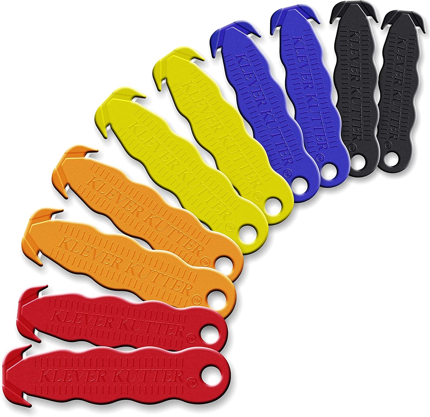 Klever Innovations, Klever Innovations Cutter Stainless Steel Package Opener, Safety Utility Cutter Assorted Colors 10 Pcs, KLEVER - 10/PACK MIX