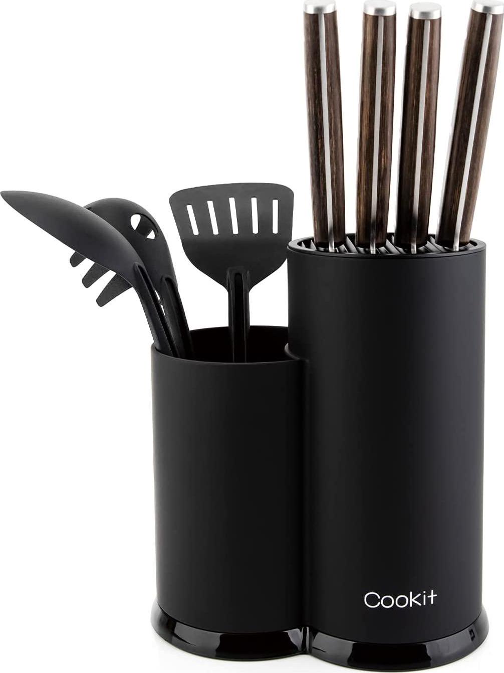 Cookit, Knife Block, Cookit kitchen Universal Knife Holder without Knives, Detachable Knife Storage with Scissors Slot, Space Saver Multi-function Knife Utensil Organizer