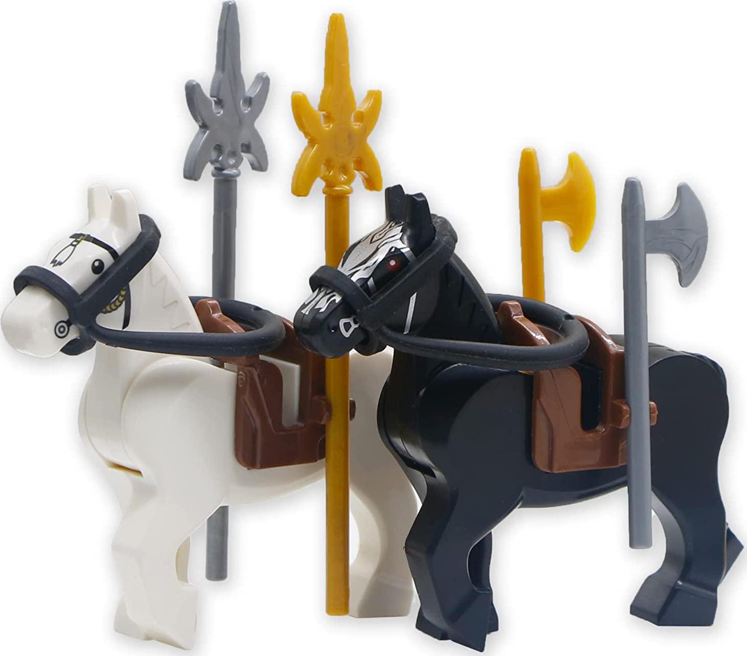 BroTex, Knights People Accessories Building Block - Medieval Weapon Armor Swords Helmet Horse, Castle Knight Shield Spear, MOC Bricks Parts Toys Sets for Boys