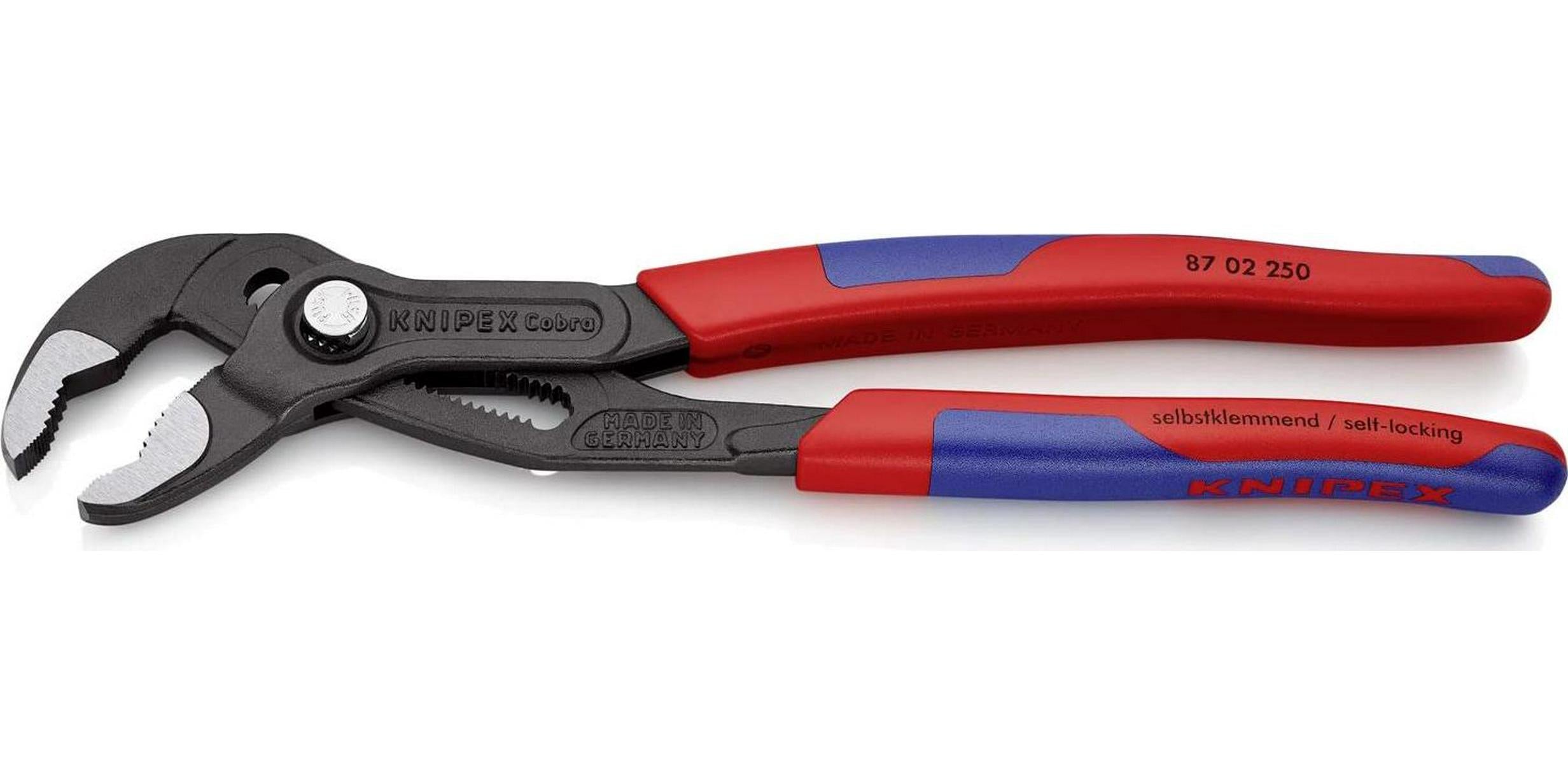 KNIPEX, Knipex 87 02 250 SB Cobra High-tech Water Pump Pliers grey atramentized with slim multi-component grips (Blister Packed), 250 mm