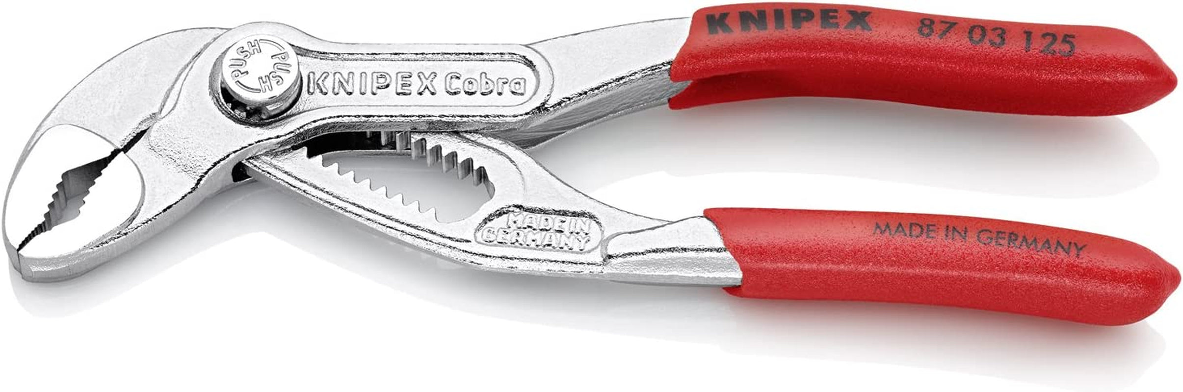 KNIPEX, Knipex 87 03 125 Cobra High-Tech Water Pump Pliers Chrome Plated with Non-Slip Plastic Coating, 125 Mm