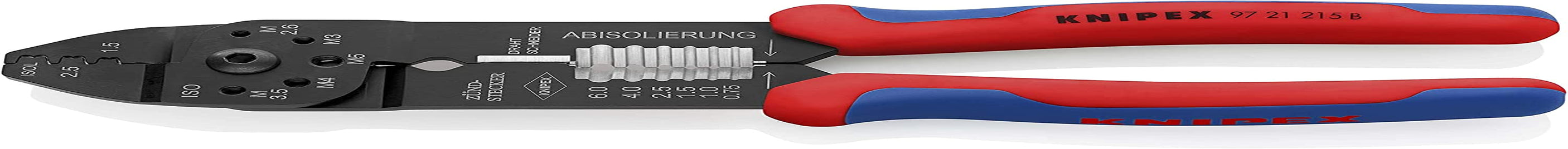 KNIPEX, Knipex 97 21 215 B Crimping Pliers for Open Plug-Type Connectors