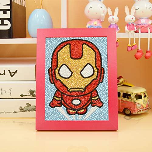 Knownyou, Knownyou 5D Diamond Painting Kit for Kids with Wooden Frame.Easy and Small DIY Full Drill Painting by Number Kits,Beginners Art Crafts Kits,Best Gift for Children (Iron Man, 12X16in)