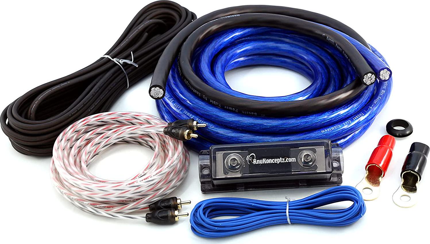 KnuKonceptz, KnuKonceptz Bassik 0 Gauge Complete Amplifier Installation Amp Wiring Kit with RCA