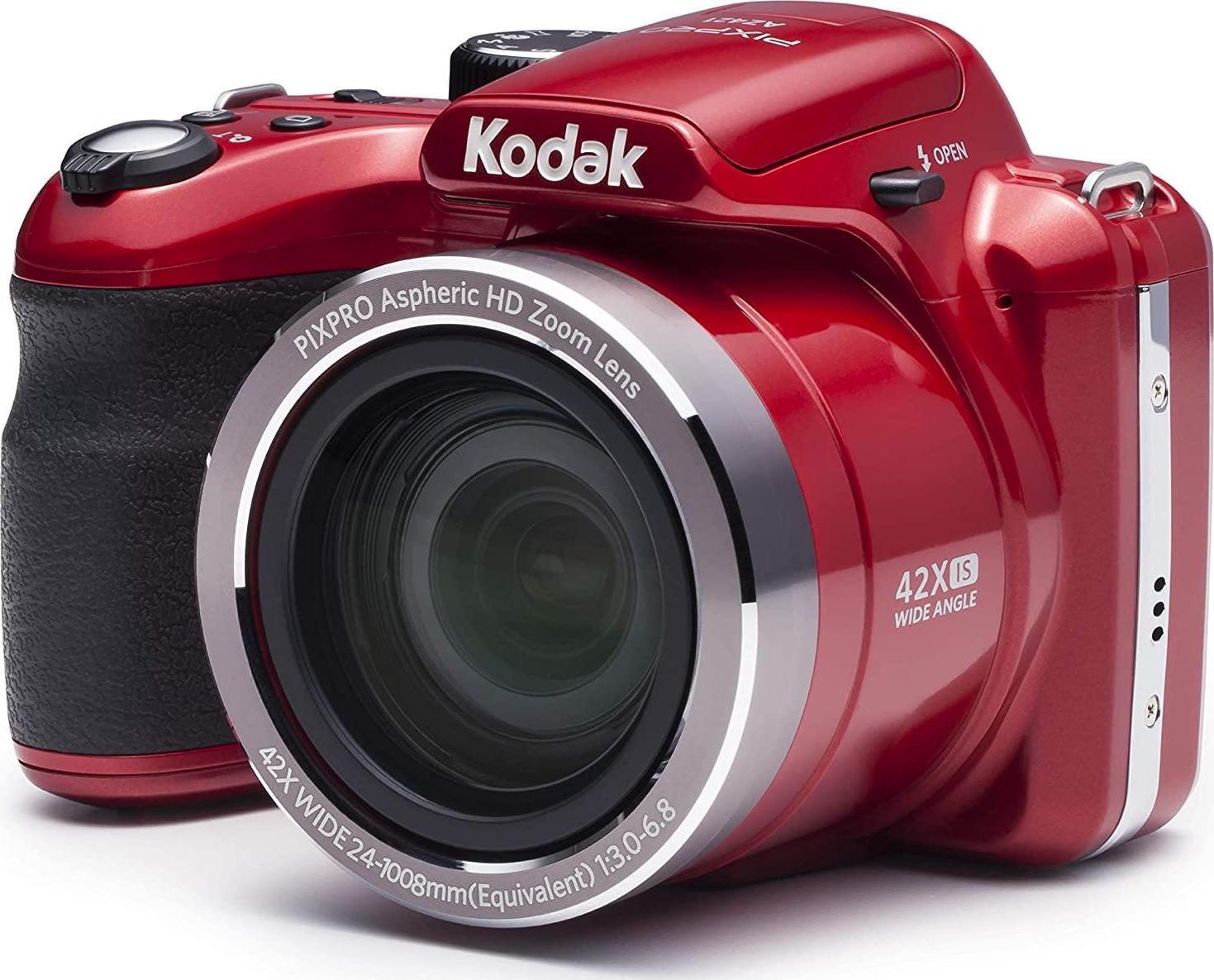 Kodak, Kodak PIXPRO Astro Zoom AZ421-RD 16MP Digital Camera with 42X Optical Zoom and 3 LCD Screen (Red)