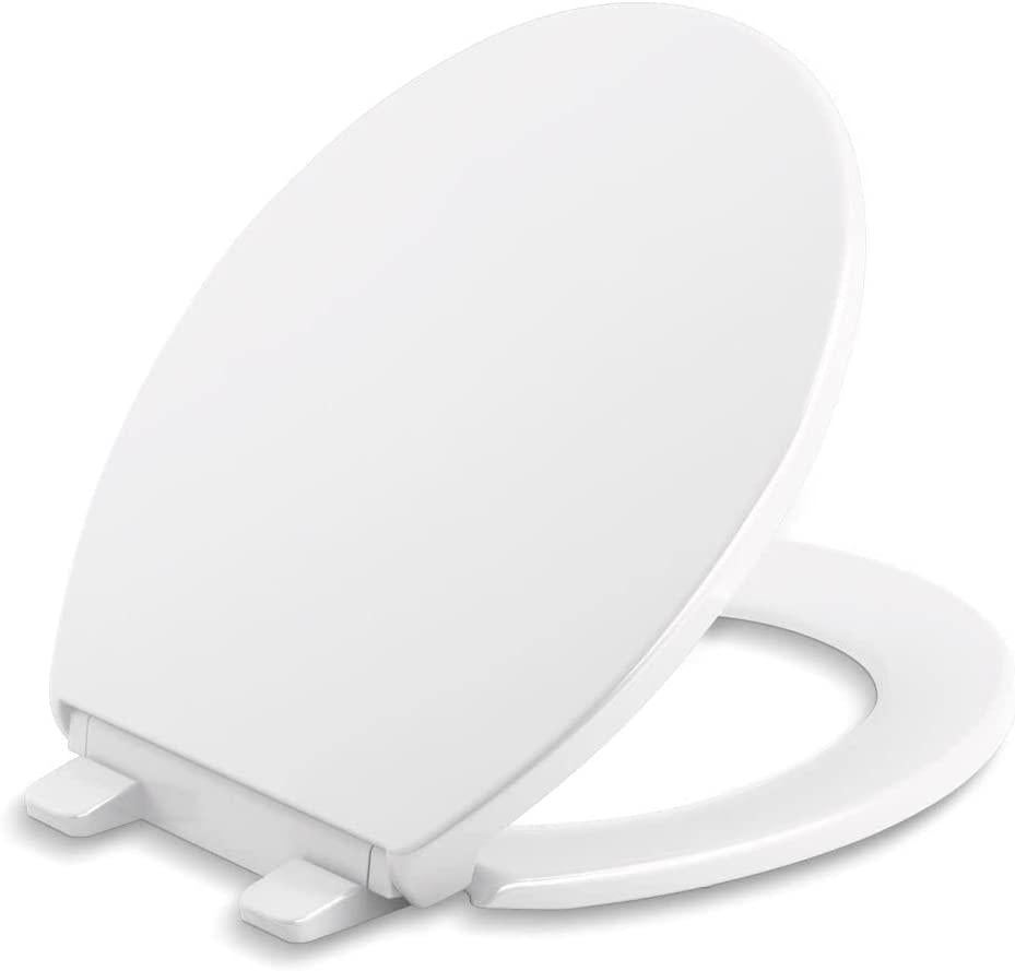 Kohler, Kohler 4775-0 Brevia Round Toilet Seat with Grip Tight Bumpers, Release, Quick Attach Hardware, Color Matched Hinges, White