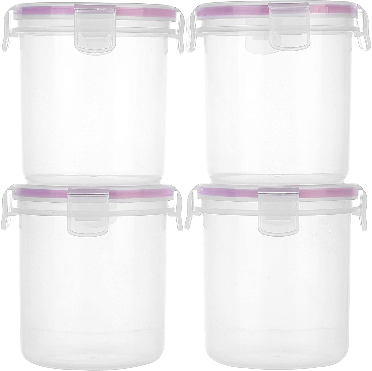 Komax, Komax Biokips Overnight Oats Containers with Lids Set of 4 Round Airtight Food Storage Containers for Oatmeal, Cereal, Milk and More BPA-Free Meal Prep Container Set w/Locking Lids (18.6 oz)
