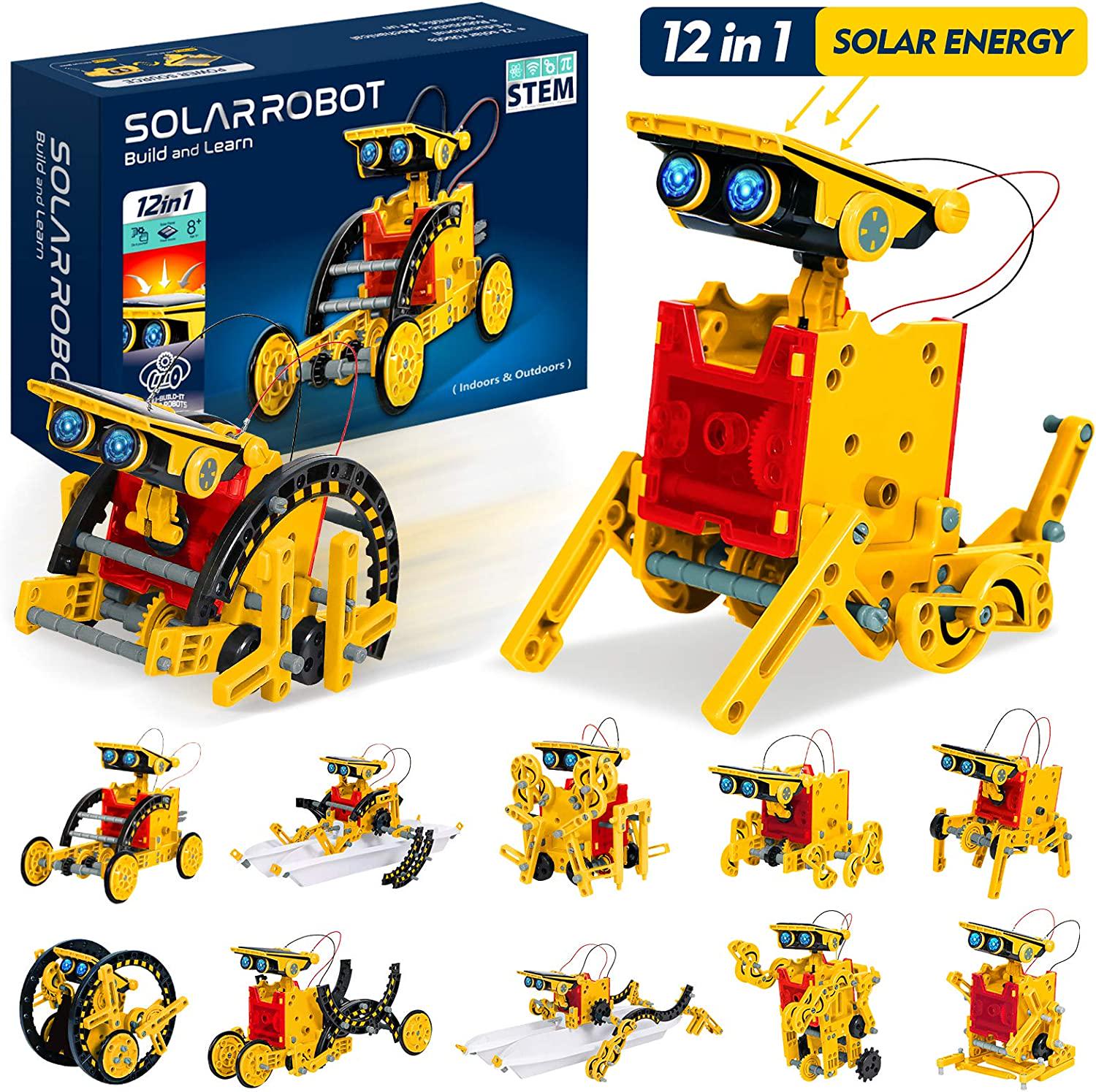 KooQii, KooQii Upgrade STEM 12 in 1 Education Solar Robot Toys, Solar and Cell Powered 2 in 1 DIY Building Learning Science Experiment Kit for Kids Aged 8-12 and Older