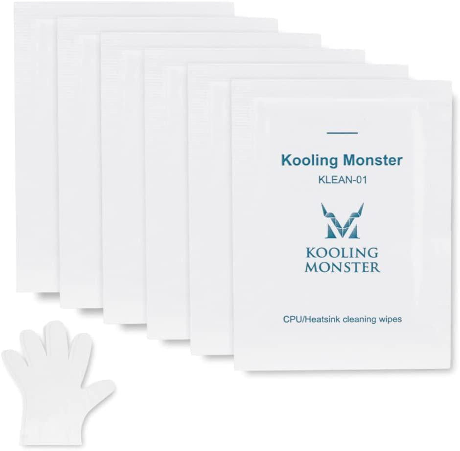 Kooling Monster, Kooling Monster KLEAN-01, Thermal Paste Remover, No Impurities Thermal Compound Cleaning Wipes, Inc. Gloves (20 Wipes)