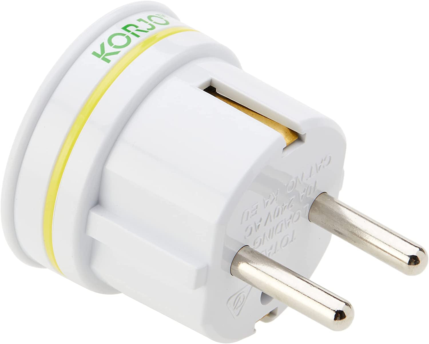 KORJO, Korjo EU Travel Adaptor, for AU/NZ Appliances, Use in Europe (Except UK), Bali and Parts of the Asia, Middle East, & Sth America. Excluding: UK, Italy, Switzerland, Chile, Brazil.