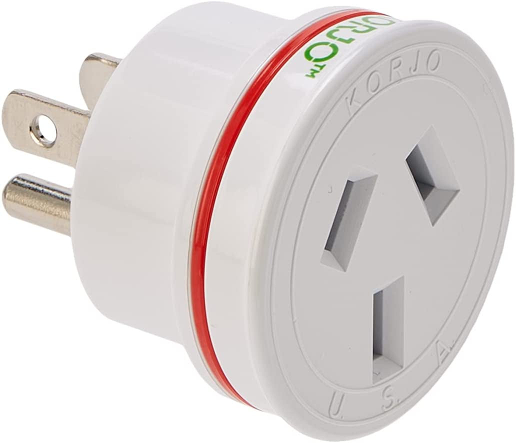 KORJO, Korjo US Power Adapter, Suitable for USA, Canada, Uses AUS/NZ Appliances, White/Red