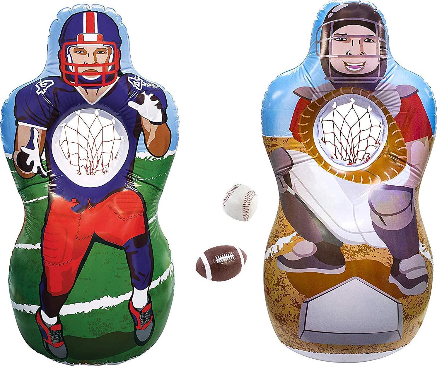 Kovot, Kovot Inflatable Sports Target Set - Inflates to 5 Feet Tall! - Soft Mini Toss Balls Included Double-Sided (Football / Baseball)