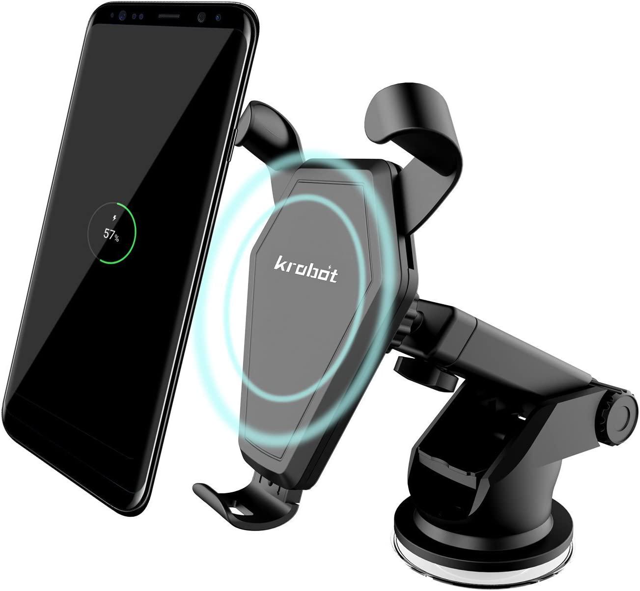 Krobot, Krobot Wireless Fast Charger Car Mount Qi for Samsung Galaxy S8, S7/S7 Edge, Note 8/5 Huawei Standard Charge for iPhone X,iPhone 8/8 Plus and Qi Enabled Devices and other Smartphone