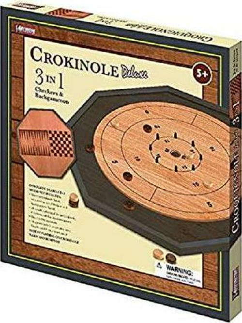 Kroeger, Kroeger Crokinole 3-in-1 Deluxe Board Game