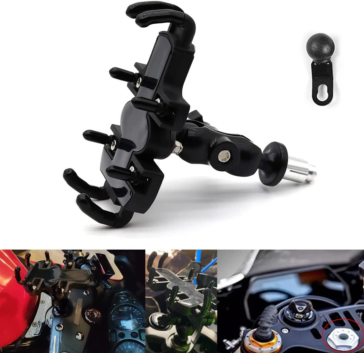 kucehiup, Kucehiup Motorcycle Mobile Phone Mount Mobile Phone Holder Fit on All Motorcycles with Holes Fixing Device (Black2 Fit 4-6.8in Screen)