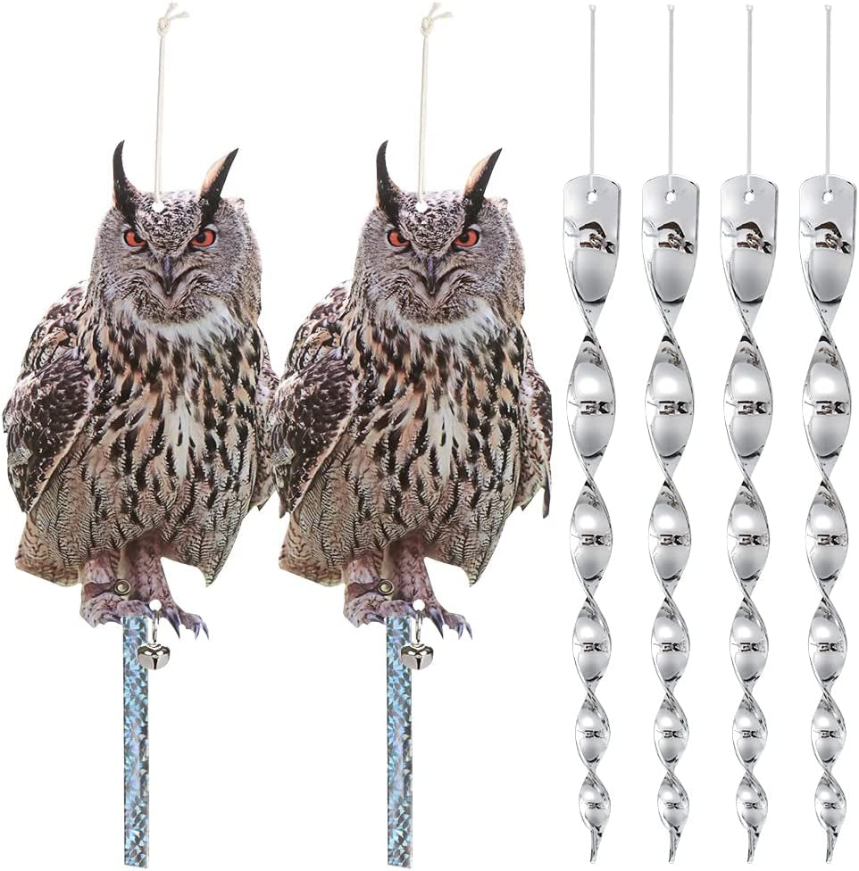 kungfu Mall, Kungfu Mall 2Pcs Bird Scare Reflective Hanging Decoration, Effective Bird Control Device with Reflective Scare Rods Tape to Keep Birds Away for Garden Patio Windows Balcony Tree Wind Chime