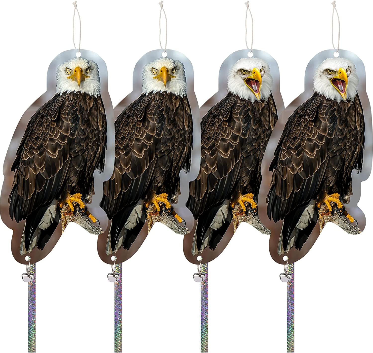kungfu Mall, Kungfu Mall Bird Scare Devices to Scare Birds Away, Garden Reflectors, Garden Hawks to Keep Birds Away, Hanging Fake Hawk Prevent Bird Pooping Scare Woodpeckers Pigeon Rabbit Squirrel Away-4Pcs