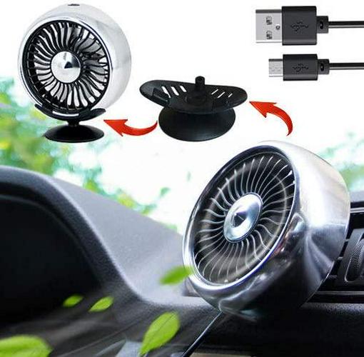 Kwak's, Kwak's Mini Fan for Car Air Vent Mount Fan with LED Light ABS Fan Sticker Mount Car Cooling Fan,for car home office (Silver)