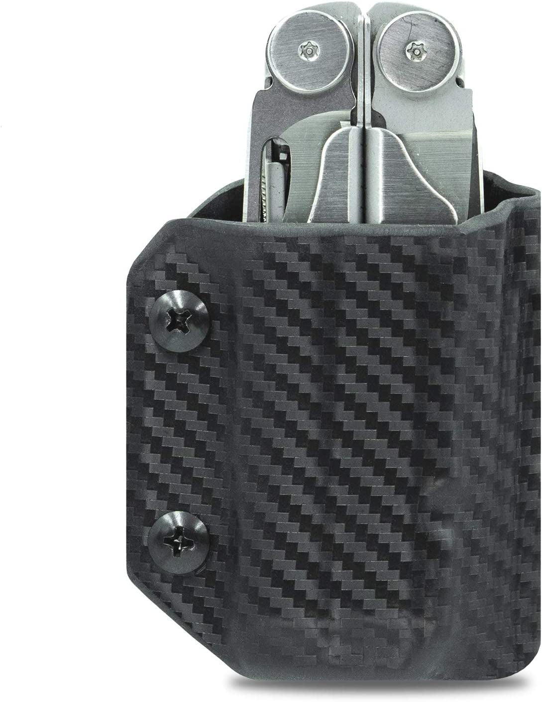 Clip & Carry, Kydex Multitool Sheath for LEATHERMAN WAVE & WAVE + plus - Made in USA - Multi Tool Sheath Holder Cover Belt Pocket Holster - Multi-Tool Not Included (Carbon Fiber Black)