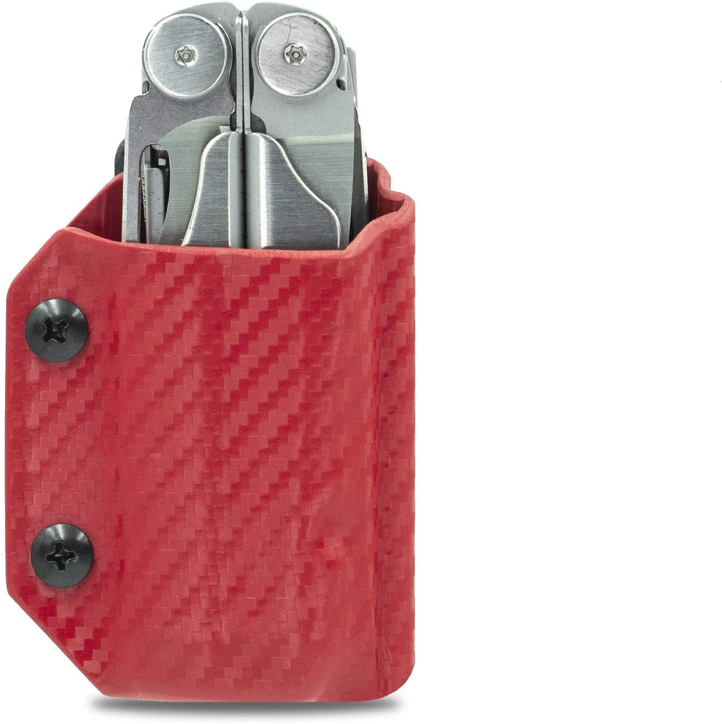 Clip & Carry, Kydex Multitool Sheath for LEATHERMAN WAVE & WAVE + plus - Made in USA - Multi Tool Sheath Holder Cover Belt Pocket Holster - Multi-Tool Not Included (Carbon Fiber Red)