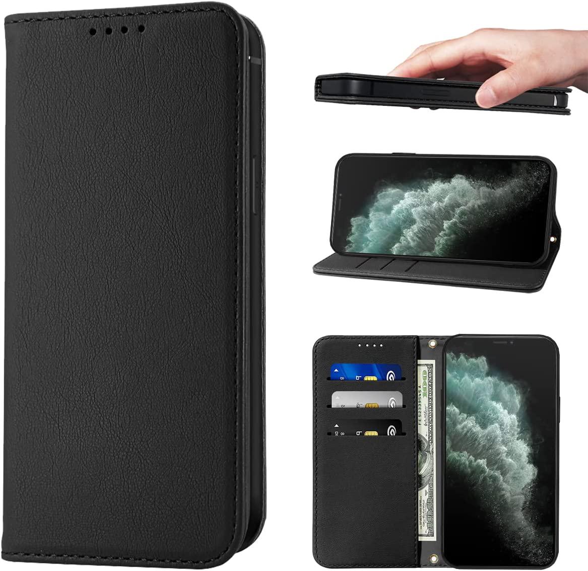 LANJLM, LANJLM Wallet Case for iPhone 11 Phone Cases Premium Leather PU Flip Cover Magnetic Shockproof Closure Book Design with Kickstand Feature and Card Slots iPhone 11 Case - Black