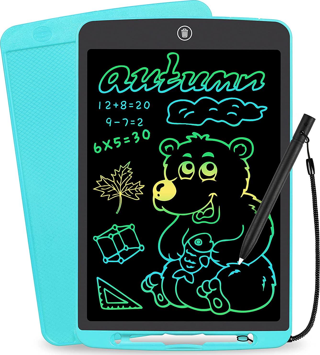 ZJYY, LCD Writing Tablet 12 Inch Toddler Doodle Board,Colorful Drawing Tablet Writing Pad,Erasable Electronic Painting Pads,Educational and Learning Girls Gifts Toys for 3 4 5 6Year Old Girls Boys(Sky Blue)
