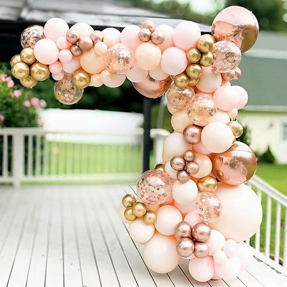 LDFWAYAU, LDFWAYAU Pink Gold Rose Gold Confetti Balloons Arch Garland Kit with Balloon Strip 96Pcs Balloons for Birthday Baby Shower Wedding Centerpiece Backdrop Background Party Decorations