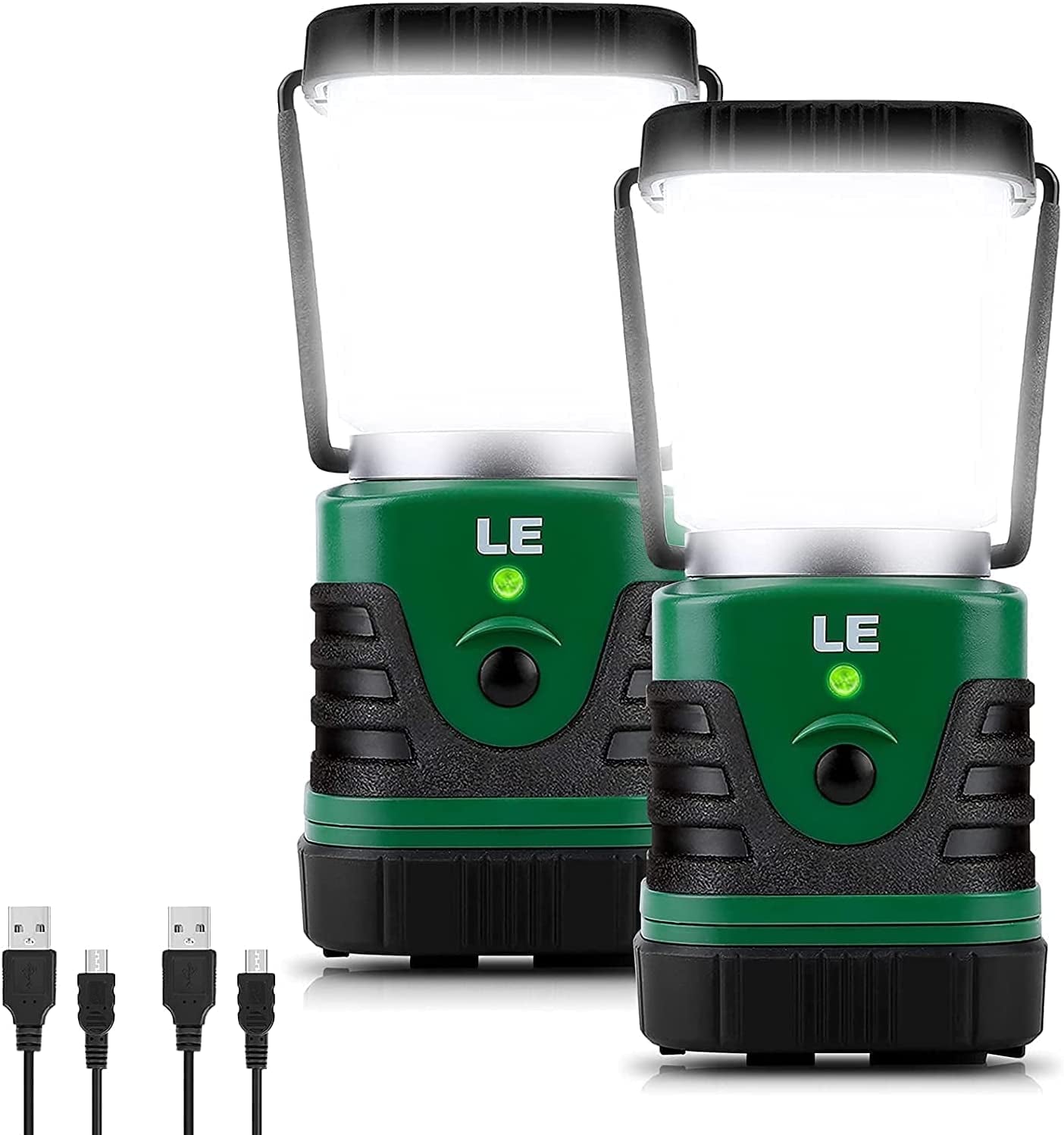 Lighting EVER, LE LED Camping Lantern Rechargeable, 1000LM, 4 Light Modes, 4400Mah Power Bank, IP44 Waterproof, Perfect Lantern Flashlight for Hurricane Emergency, Hiking, Home and More, USB Cable Included