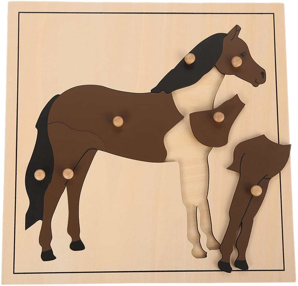 LEADER JOY, LEADER JOY Montessori Nature Materials Horse Puzzle for Early Preschool Learning Toy
