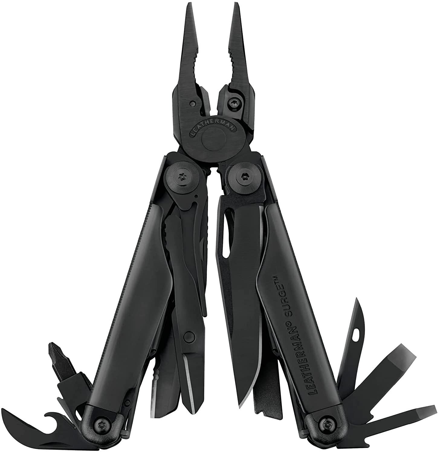 Leatherman, LEATHERMAN - 830278, Surge Heavy Duty Multitool with Premium Replaceable Wire Cutters and Spring-Action Scissors, Black with MOLLE Sheath