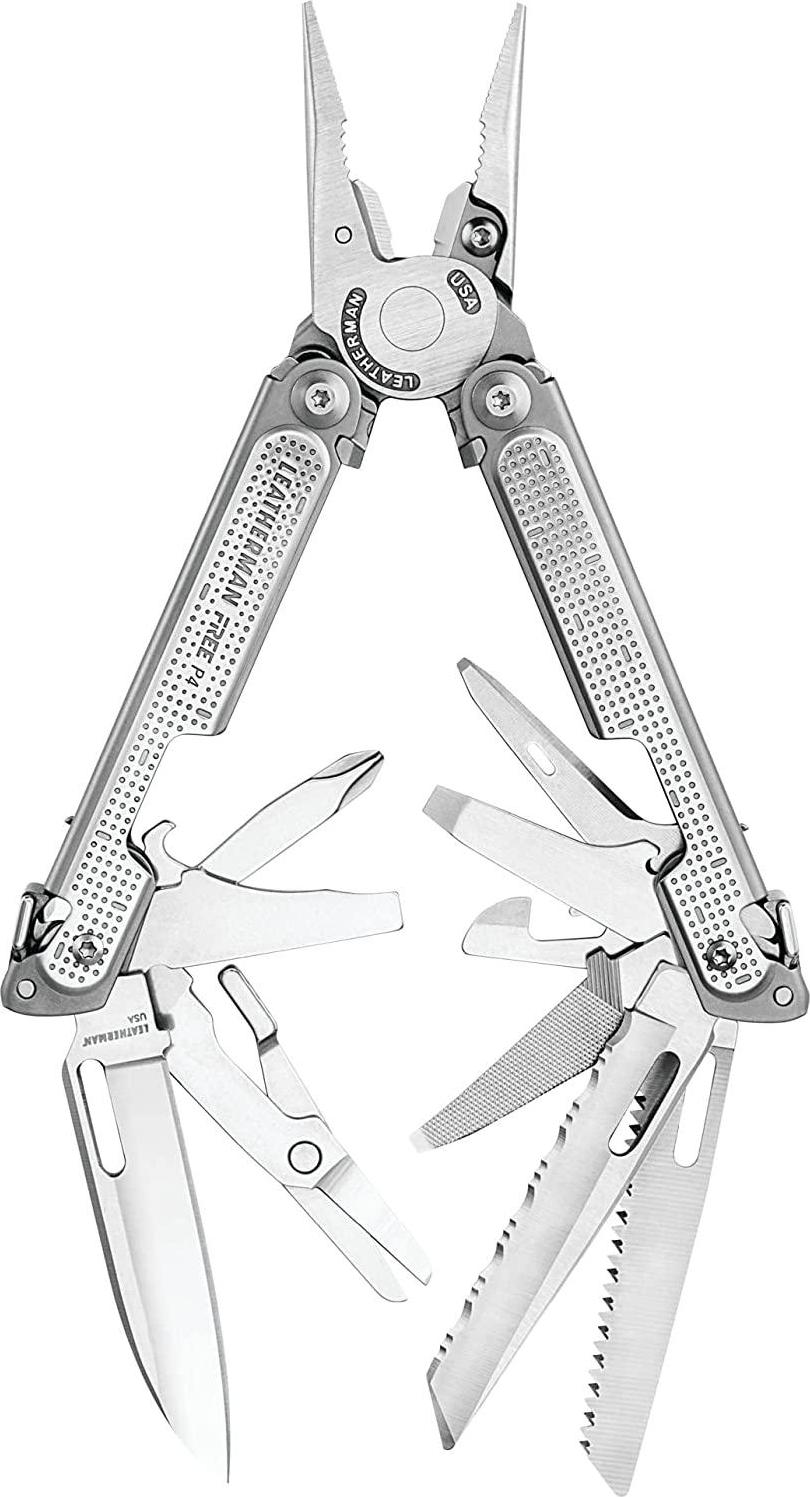 Leatherman, LEATHERMAN, FREE P4 Multitool with Magnetic Locking, One Size Hand Accessible Tools and Premium Nylon Sheath and Pocket Clip, Built in the USA