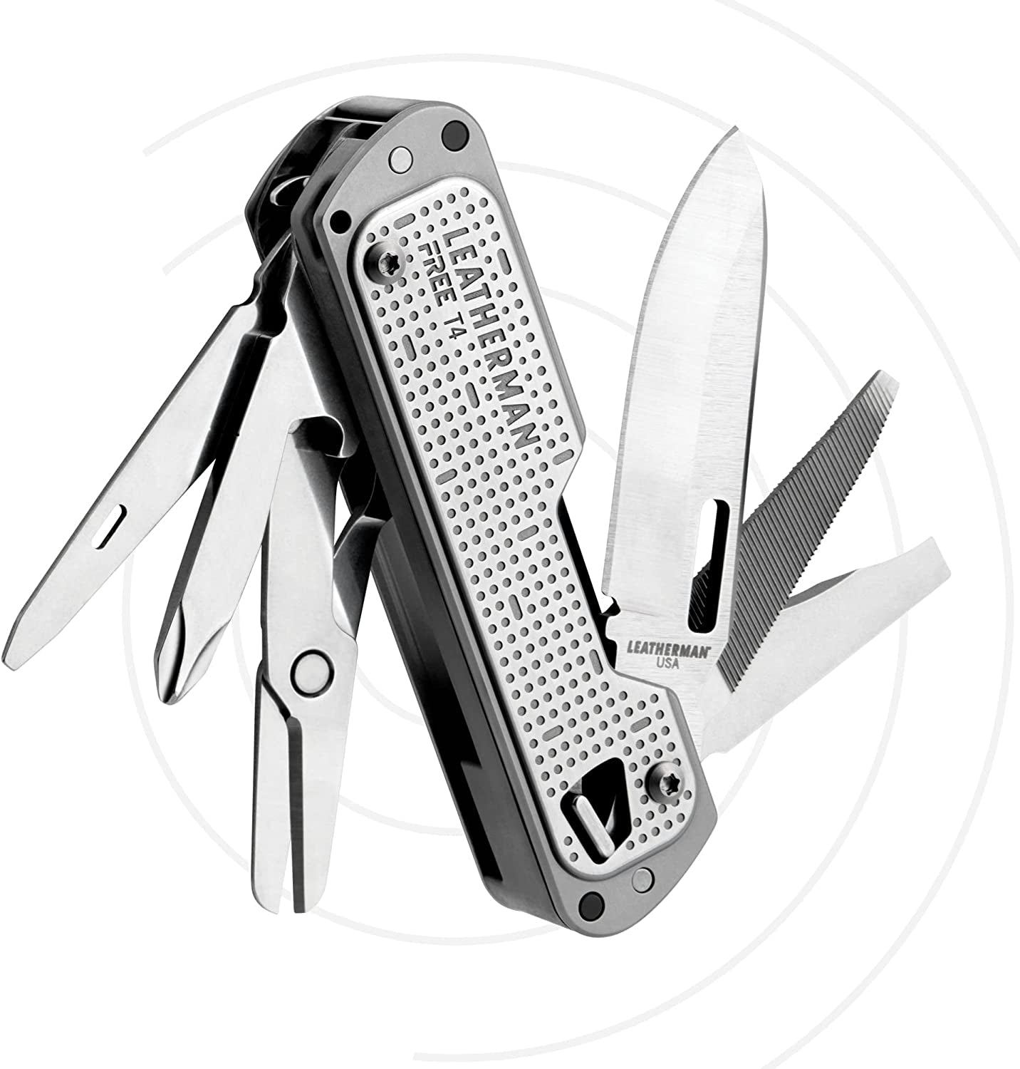 Leatherman, LEATHERMAN - FREE T4 Multitool and EDC Pocket Knife with Magnetic Locking and One Hand Accessible Tools
