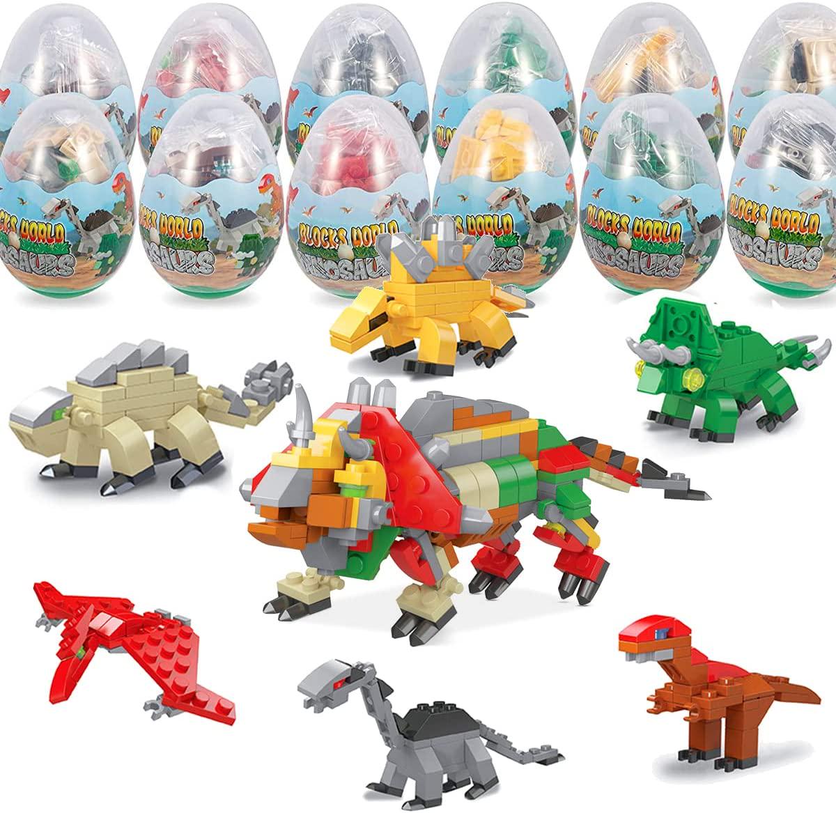 LEBOCADO, LEBOCADO 12PCS Dinosaur Building Blocks, 6 in 1 STEM Toys Building Sets with Gift Box Jurassic Mini Animals Building Blocks Sets, Party Favors for Kids Goodie Bags/Cake Topper/Birthday Gifts