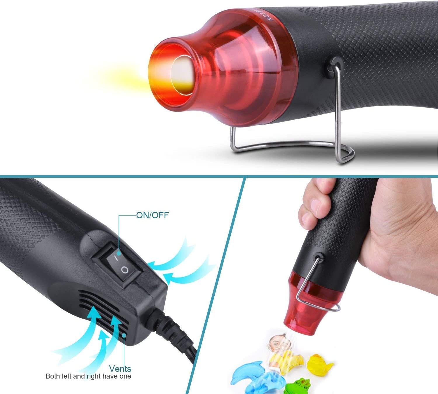 LECHI, LECHI Heat Gun Electric 130W 230V Mini Portable Hot Air Gun for DIY Craft Embossing, Shrink Wrapping PVC, Drying Paint, Clay, Rubber Stamp, Multi Function Hand-Hold Heat Tools UK Plug