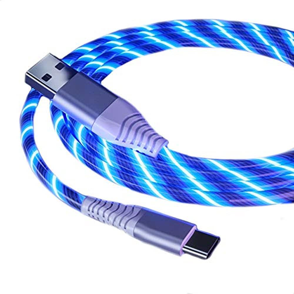 Nomel, LED Type-C Phone Charging Cable Flowing Light UP USB Charger Sync Data Cords 2A Input Compatible with 40W Fast Micro USB Cable Charger Data Cable Line (Blue)