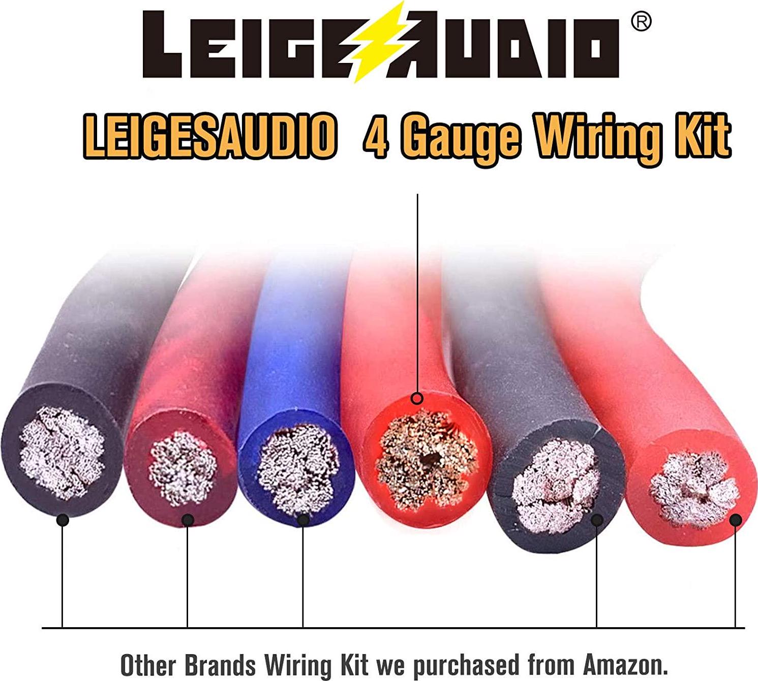 LEIGESAUDIO, LEIGESAUDIO 4 Gauge Amp Wiring Kit Ture 4 AWG Amplifier Installation Wiring Kit - Car Subwoofer Wiring Kit Helps You Make Connections and Brings Power to Your Radio, Subwoofer and Speakers