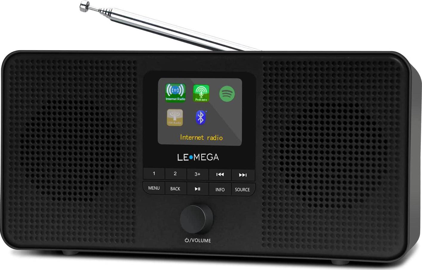 LEMEGA, LEMEGA IR4S Portable Stereo Internet Radio,FM Digital Radio,WiFi,Spotify Connect,Bluetooth,Dual Alarms&Clock,Kitchen/Sleep/Snooze Timer,40 Pre-Sets,Headphones-Black
