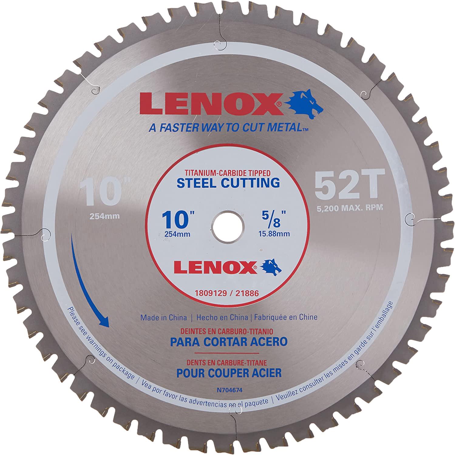 Lenox Tools, LENOX Tools 10-Inch Circular Saw Blade, Steel-Cutting, 52-Tooth (21886ST100052CT)